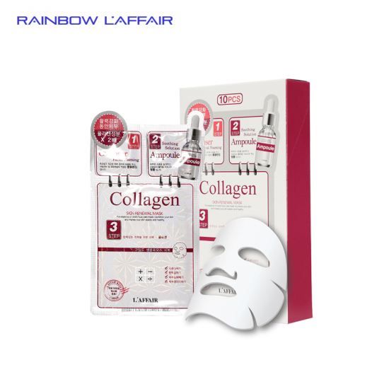 Hộp 10 mặt nạ chống lão hóa - trẻ hóa da 3 bước Rainbow L'affair Collagen 280ml