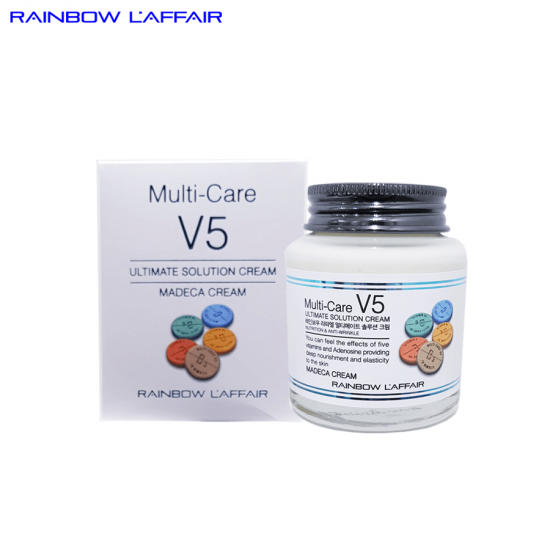 Kem chống lão hóa, tái tạo da, ngừa mụn, mờ thâm nám Rainbow L'affair Multi care V5 Ultimate Solution Cream Madeca